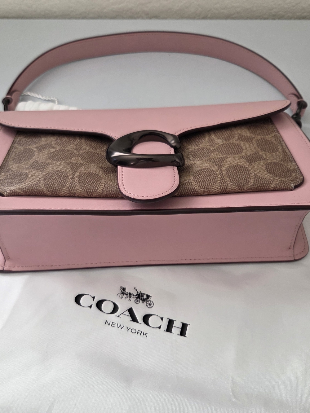 Coach Tabby 26 Leather & Signature Coated Canvas Shoulder Bag Pink/Tan - Picture 3 of 11